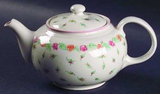 Laura Ashley Rosebud Teapot & Lid, Fine China Dinnerware   Pink Rosebuds       P