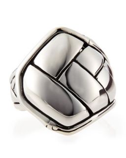 Bamboo Square Silver Ring, Size 7
