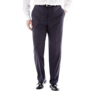 Stafford Navy Pinstripe Flat Front Suit Pants Big and Tall, Mens