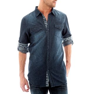 I Jeans By Buffalo Long Sleeve Denim Woven Shirt, Rex Dark Denim Cbo, Mens