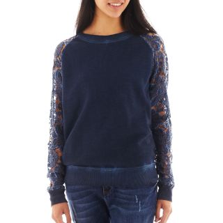 Mng By Mango Crochet Sleeve Sweatshirt, Indigo, Womens