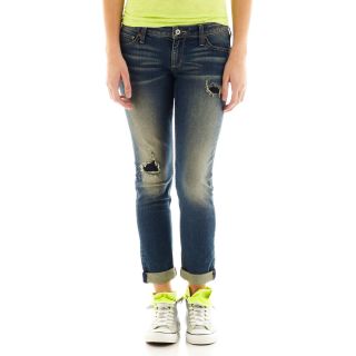 ARIZONA Destructed Skinny Ankle Jeans, Dk Ocean, Womens