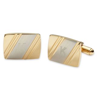 Personalized Two Tone Facet Cut Cuff Links, Gold, Mens