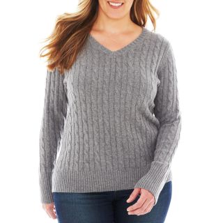 Knit Sweater   Plus, Grey, Womens