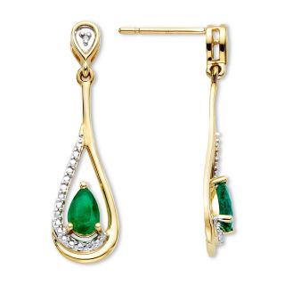 Emerald & Diamond Accent 10K Gold Earrings, Womens