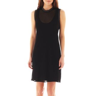 Mng By Mango Sheer Ribbed Trim Dress, Black