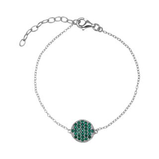 Sterling Silver Green Crystal Bracelet, White, Girls
