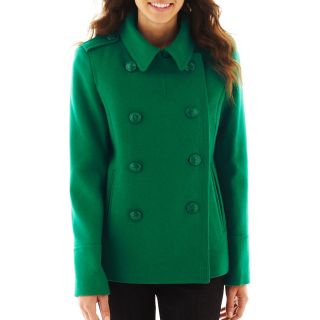 Wool Blend Pea Coat   Talls, Green, Womens