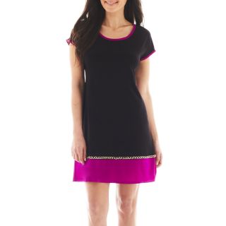 Short Sleeve Colorblock Shift Dress   Petite, Bk/soc/cer