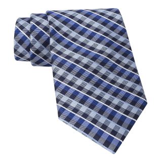 Stafford Proper Plaid Tie, Blue, Mens