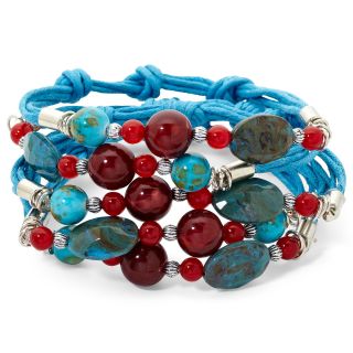 Aris Blue & Red Bead 5 Row Rope Bracelet