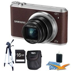 Samsung WB350 16.3MP 21x Opt Zoom Smart Camera Brown 16GB Kit