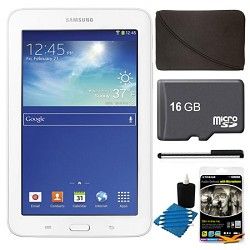 Samsung Galaxy Tab 3 Lite 7.0 White 8GB Tablet, 16GB Card, Headphones, and Case