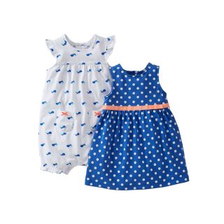 Carters Whale Romper and Dress Set   Girls newborn 24m, Blue, Blue, Girls