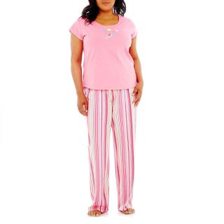 MIXIT Mixit Short Sleeve Pajama Set   Plus, Pink, Womens