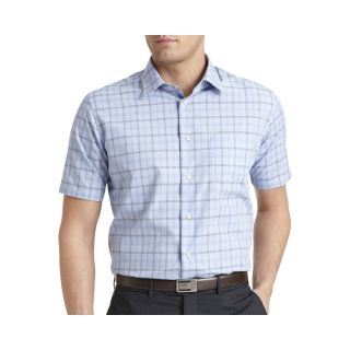 Van Heusen Short Sleeve No Iron Button Front Shirt, Blue, Mens