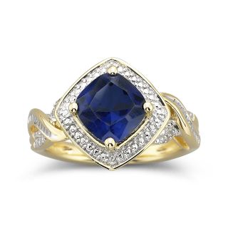 14K Gold Plated Sterling Silver Lab Created Blue Sapphire Ring, Womens