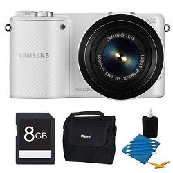Samsung NX2000 20.3MP White Smart Digital Camera with 20 50mm Lens 8GB Bundle