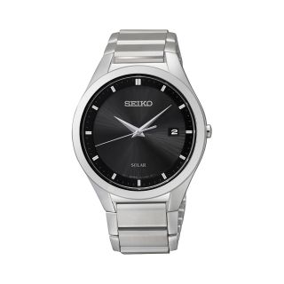 Seiko Mens Silver Tone Diamond Accent Watch
