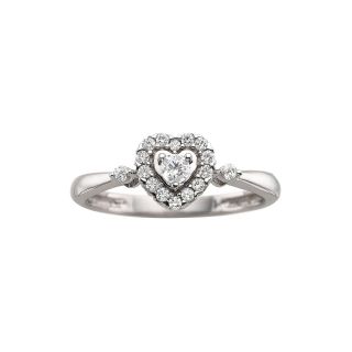 CT. T.W. Diamond Sterling Silver Heart Promise Ring, White, Womens