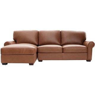 Leather Possibilities Roll Arm Sofa/Chaise Sectional, Sahara