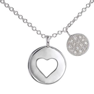 Bridge Jewelry Silver Plated Heart Disc Double Pendant