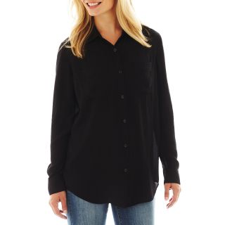 A.N.A Chiffon Boyfriend Top, Black