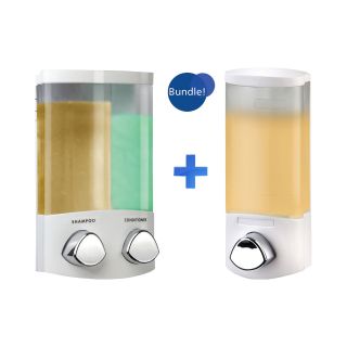 Euro Duo & Uno White Liquid Soap & Shampoo Dispensers