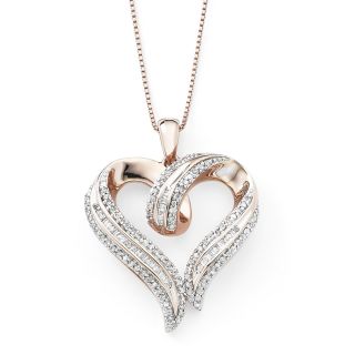 1/2 CT. T.W. Diamond Heart Pendant 14K Rose Gold Over Sterling Silver, Womens