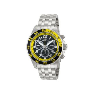 Invicta Pro Diver Mens Silver Tone & Yellow 20ATM Chronograph Watch