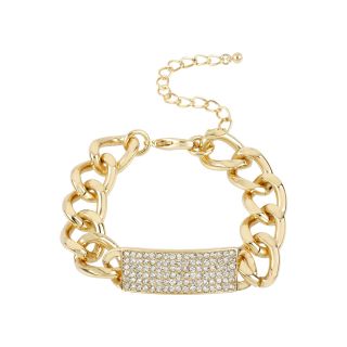 Worthington Gold Tone Link Crystal ID Bracelet, Yellow