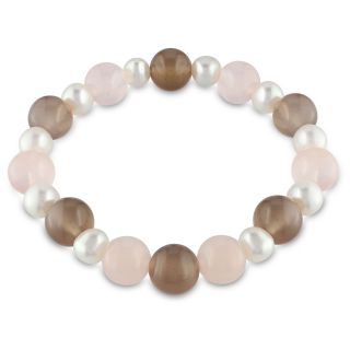 Pearl Bracelet, Multi Gemstone Cultured Freshwater, Womens