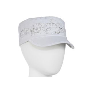 Scala Embroidered Cadet Cap, White, Womens