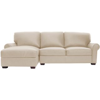 Leather Possibilities Roll Arm Sofa/Chaise Sectional, Bone