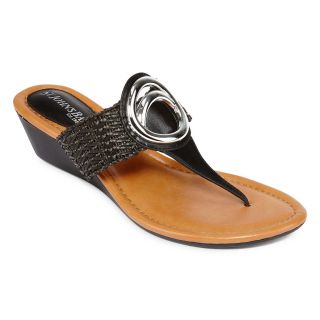 St. Johns Bay St. John s Bay Dottie Wedge Sandals, Black, Womens