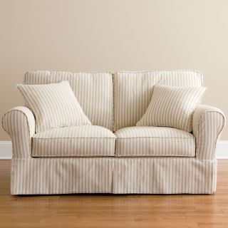 Friday Stripe 66 Slipcovered Sofa, Tan