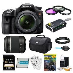 Sony SLTA65VL DSLR 24.3MP 18 55mm Zoom SLR Black Camera 55 200mm 64GB Bundle