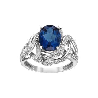 Closeout Genuine Blue Topaz & CT. T.W. Diamond Ring, Wg (White Gold), Womens