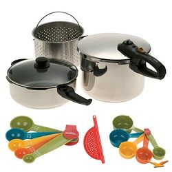 Fagor Duo 2 in 1 5 Pc. Combi Pressure Cooker Deluxe, Measuring Sets and Drainer