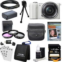 Sony a5000 Compact Interchangeable Lens Camera White w/ 16 50mm Lens Ultimate Bu