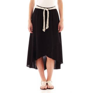 By & By Belted Tiered Maxi Skirt, Black, Womens