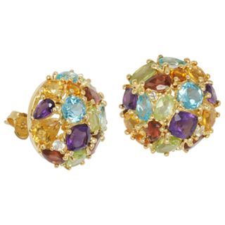 ONLINE ONLY   18K Gold Plated Sterling Silver Multi Stone Earrings, Womens