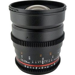 Rokinon 24mm T1.5 Aspherical Wide Angle Cine Lens, De clicked Aperture for Nikon