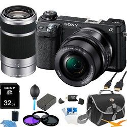 Sony Alpha NEX 6 Digital Camera w/ 16 50mm Lens (Black) + SEL 55 210 Ultimate Bu