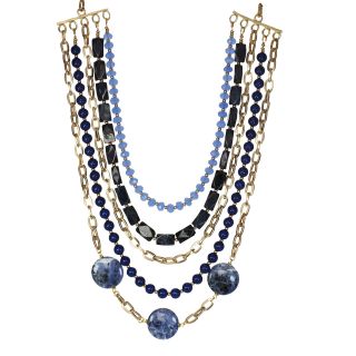 ROX by Alexa Blue Gemstone Multi Chain Necklace, Womens