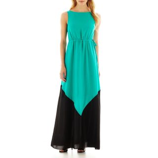 Worthington Sleeveless Colorblock Maxi Dress, Green