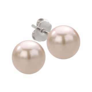 Bridge Jewelry 8mm Pink Pearlescent Stud Earrings Sterling Silver