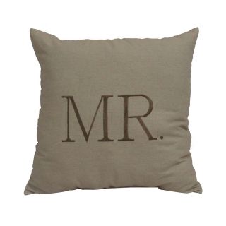 Embroidered Mr. Decorative Pillow, Brown