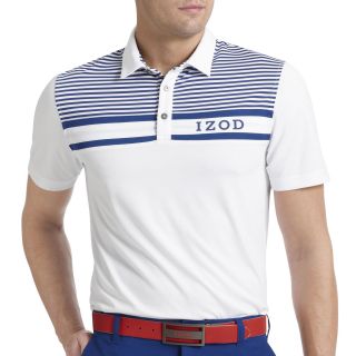 Izod Golf Piece Striped Polo, White, Mens