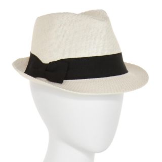 Scala Straw Fedora Hat, Ivry/blk, Womens